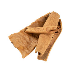 Fragrant cinnamon sticks isolated on white background. Clipping Path