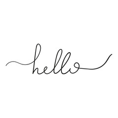 Vector handwriting word hello. Handdrawn ink brush lettering hello icon. Modern calligraphy.