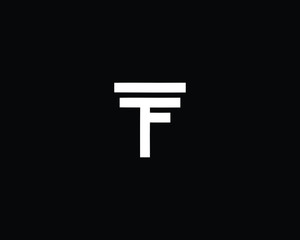 Creative and Minimalist Letter TF FT Logo Design Icon, Editable in Vector Format in Black and White Color