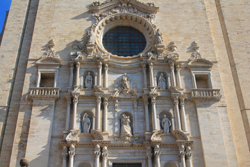 Architectural style of Saint Mary cathedral in the gorgeous city of Girona, Catalonia, Spain