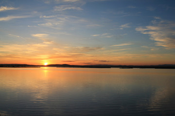 The amazing sunset in Palavas pond in the south of Montpellier, France