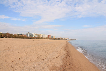 Callela beach, a seaside city on the Costa del Maresme, in the northeast of Barcelona, in Catalonia, Spain