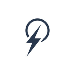 Logo Design Concept with initial letter and Thunder Flash Light Icon