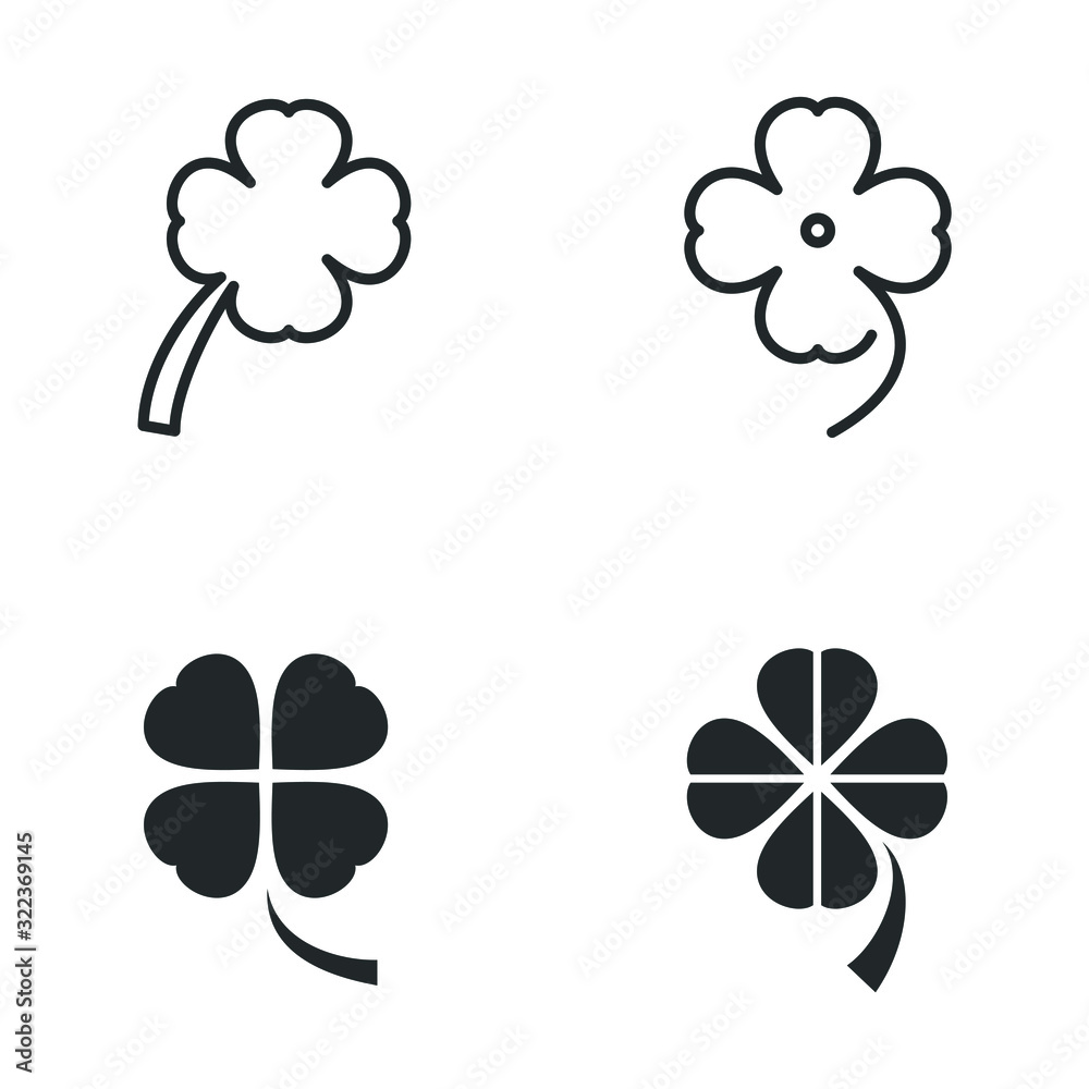 Aufkleber four leaf clover icon template color editable. leaf clover symbol logo vector sign isolated on white