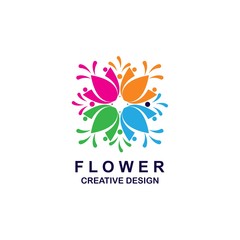 Fototapeta na wymiar Beauty flowers icon logo design Template Vector
