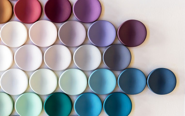 Multi-colored circles with 3D effect. Circles with a palette for the selection of interior paints.