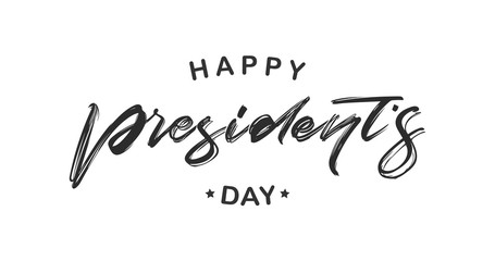 Vector illustration: Handwritten textured lettering of Happy Presidents Day isolated on white background.