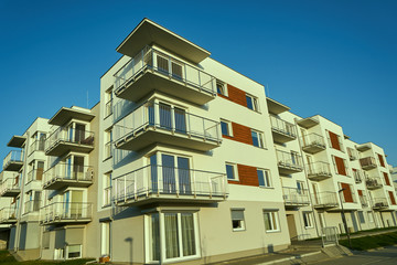 New built small residential houses in the city of Poznan.