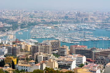 Fototapeta na wymiar View of the port of Palma de Mallorca on the island of Majorca. Balearic Islands, Spain