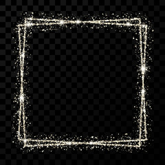 Silver shiny double square frame with light effects