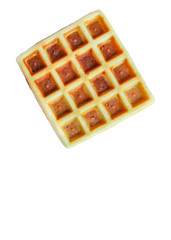 Belgian or Viennese waffles (delicious sweet dish, dessert snack) menu concept. background. top view. copy space