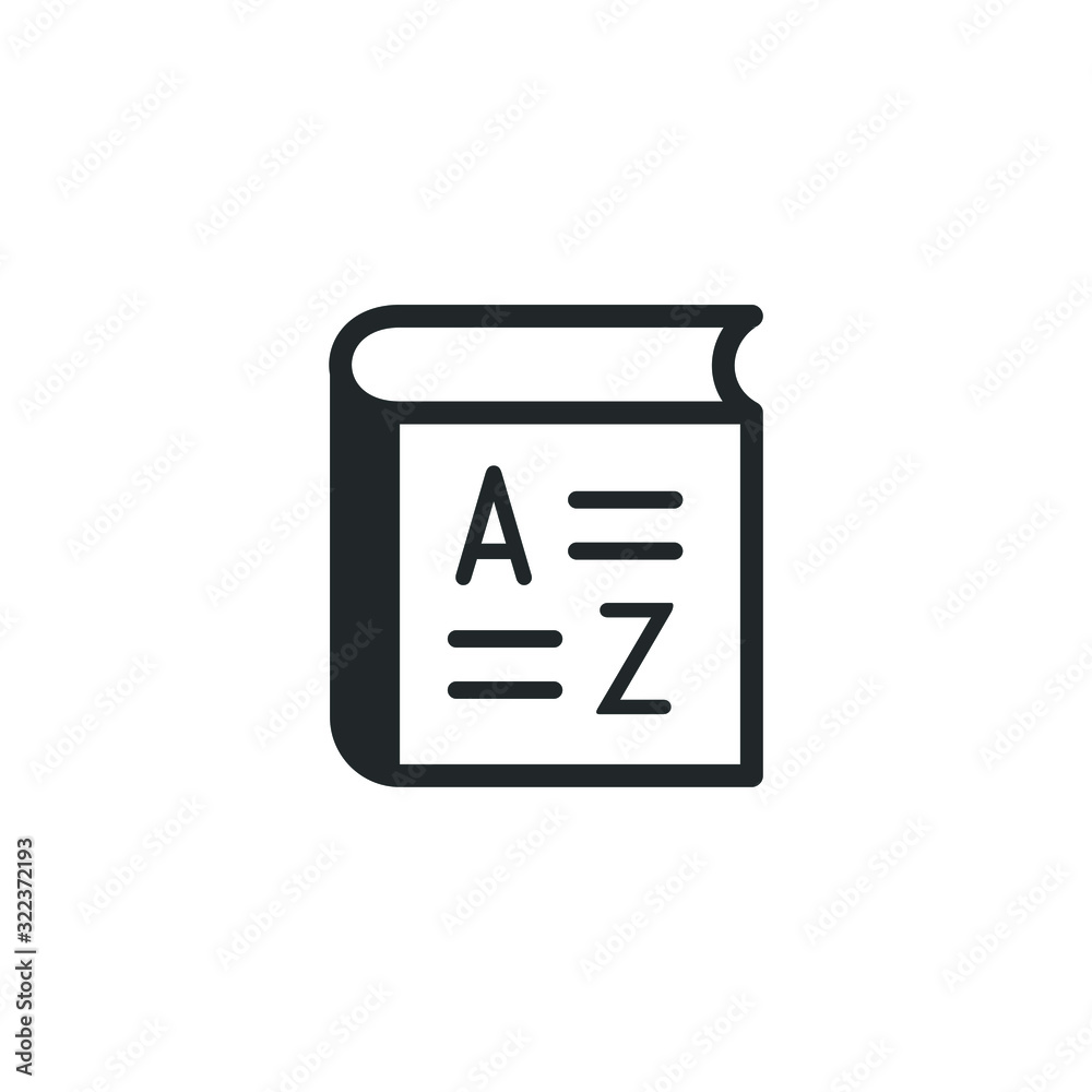 Poster vocabulary icon template color editable. book glossary symbol logo vector sign isolated on white bac