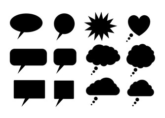 Black speech bubbles silhouettes