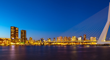 Fototapeta na wymiar Night bridge Rotterdam