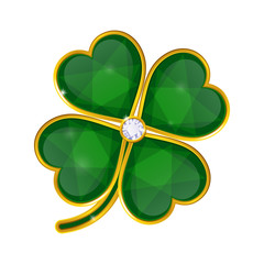 vector shamrock badge with emeralds on white background