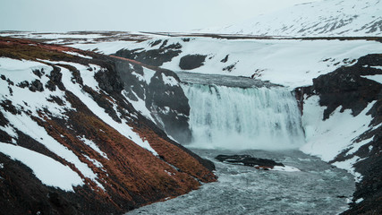 Amazing Turquoise River Curves Near Thorufoss Waterfall, Iceland
