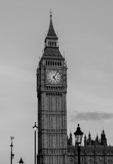 Fototapeta na wymiar London, England, February 16th, 2017: Big Ben London City, Black and White