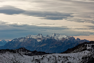Fototapeta na wymiar Stormy sunset at Alpstein