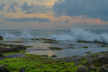 The seashore near the temple of Tanah Lot