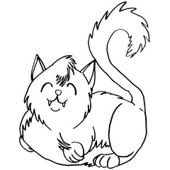 Modern sketch template with black cats on white background. Vector isolated outline drawing.