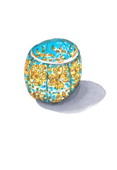 Hand drawn illustration candlestick for concept design. Candle fire.