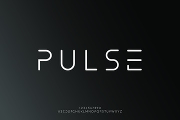 Fototapeta na wymiar Pulse, an Abstract technology science alphabet font. digital space typography vector illustration design 
