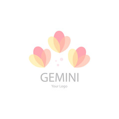 Vector trendy flower icon and logo in pastel colors for flower store, beauty salon, spa or yoga studio, organic cosmetics, alternative medicine, badges, emblems, logotypes. Flat style symbol