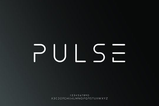 Pulse, an Abstract technology science alphabet font. digital space typography vector illustration design	