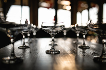glass on the tabble in restaurant