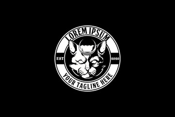 Cat head cartoon character vector logo template