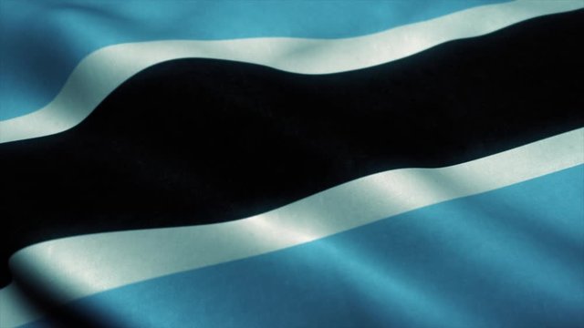 Botswana flag waving in the wind. National flag of Botswana. Sign of Botswana seamless loop animation. 4K