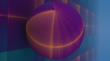 rendu 3D d'une sphère posée contre un plan se confondant avec le lointain et faisant partie d'une série