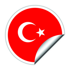 Obraz premium Turkey flag . sticher round flag of Turkey - vector 