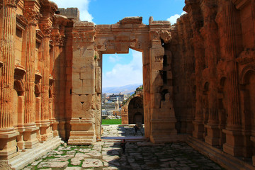 Ruins, unique architecture, carving of the ancient city of Baalbek. Lebanon.