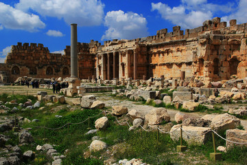 Fototapeta na wymiar Ruins, unique architecture, carving of the ancient city of Baalbek. Lebanon.