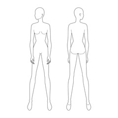 Fashion template of standing women. 