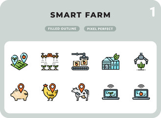 Smart Farm Filled Icons Pack for UI. Pixel perfect thin line vector icon set for web design and website application.