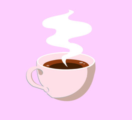 cup with coffee on a pink background