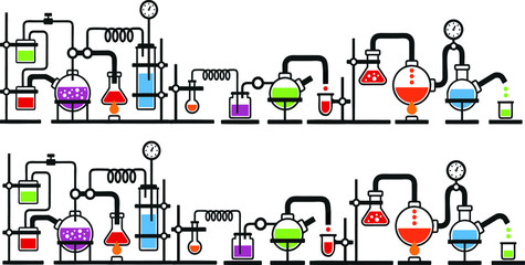 laboratory test tubes with reagents on a white background  S