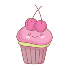 sweet cupcake cherry fruits menu restaurant cartoon food cute