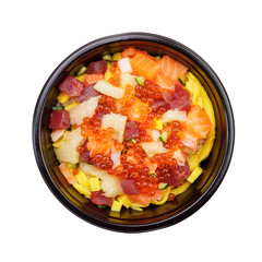 A Bowl of Rice With Fresh Raw Seafood on Top (Kaisen don/ Japanese food).