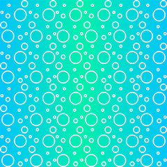 Vector seamless pattern on gradient blue and green background with water babbles. For kid prints, textile, UX/UI modern flat style