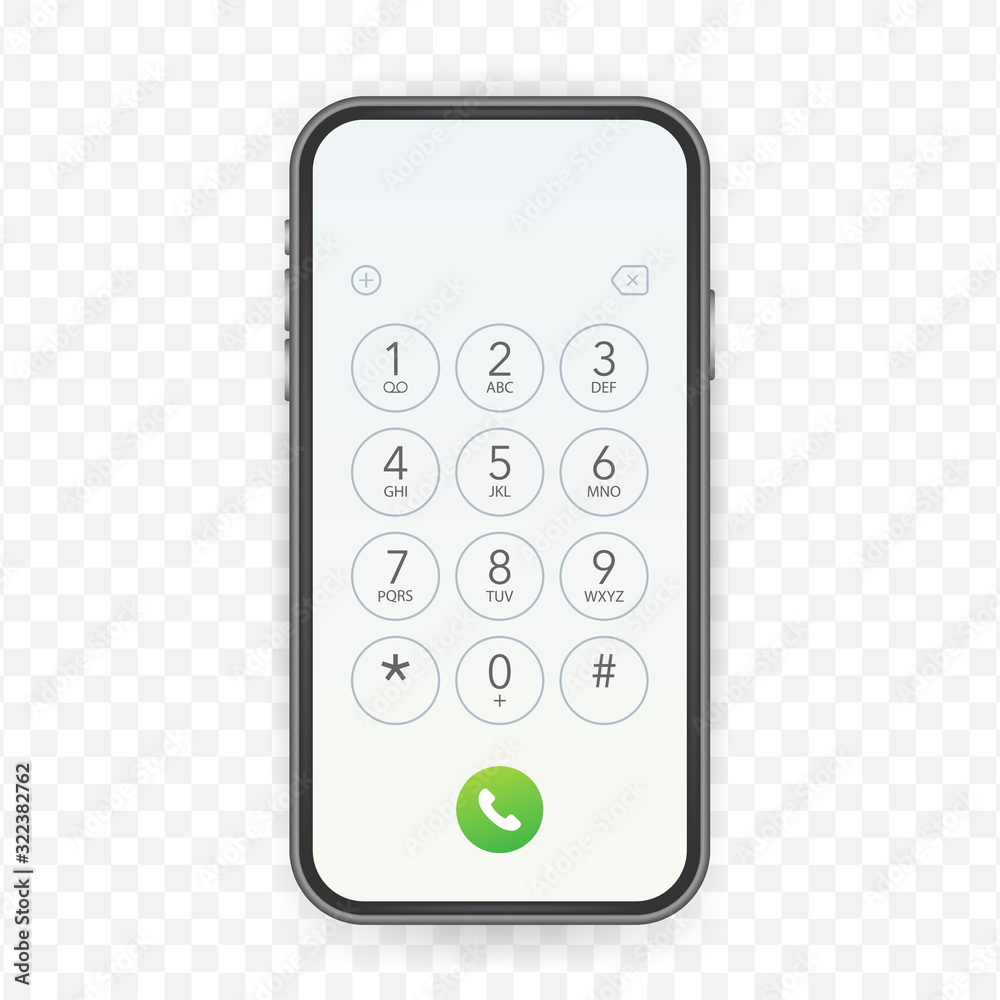 Wall mural keypad for on smartphone screen. application interface on mobile phone. vector stock illustration.