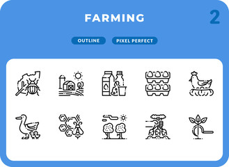Farming Outline Icons Pack for UI. Pixel perfect thin line vector icon set for web design and website application.
