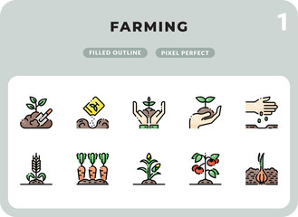 Farming Filled Icons Pack for UI. Pixel perfect thin line vector icon set for web design and website application.
