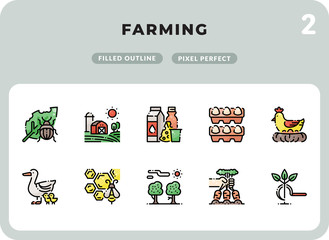 Farming Filled Icons Pack for UI. Pixel perfect thin line vector icon set for web design and website application.