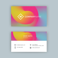 Abstract colorful business card vector template.