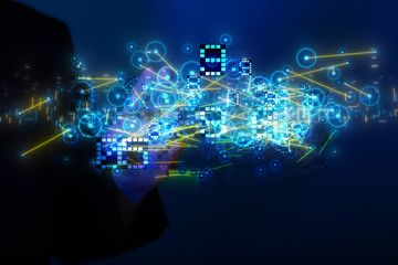 Innovation futuristic digital data binary code background technology