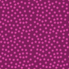 Seamless repeat pattern with pink flowers on crimson background. drawn fabric, gift wrap, wall art design, wrapping paper, background, fabric print, web page backdrop.