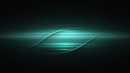 Green glowing neon lines with waves